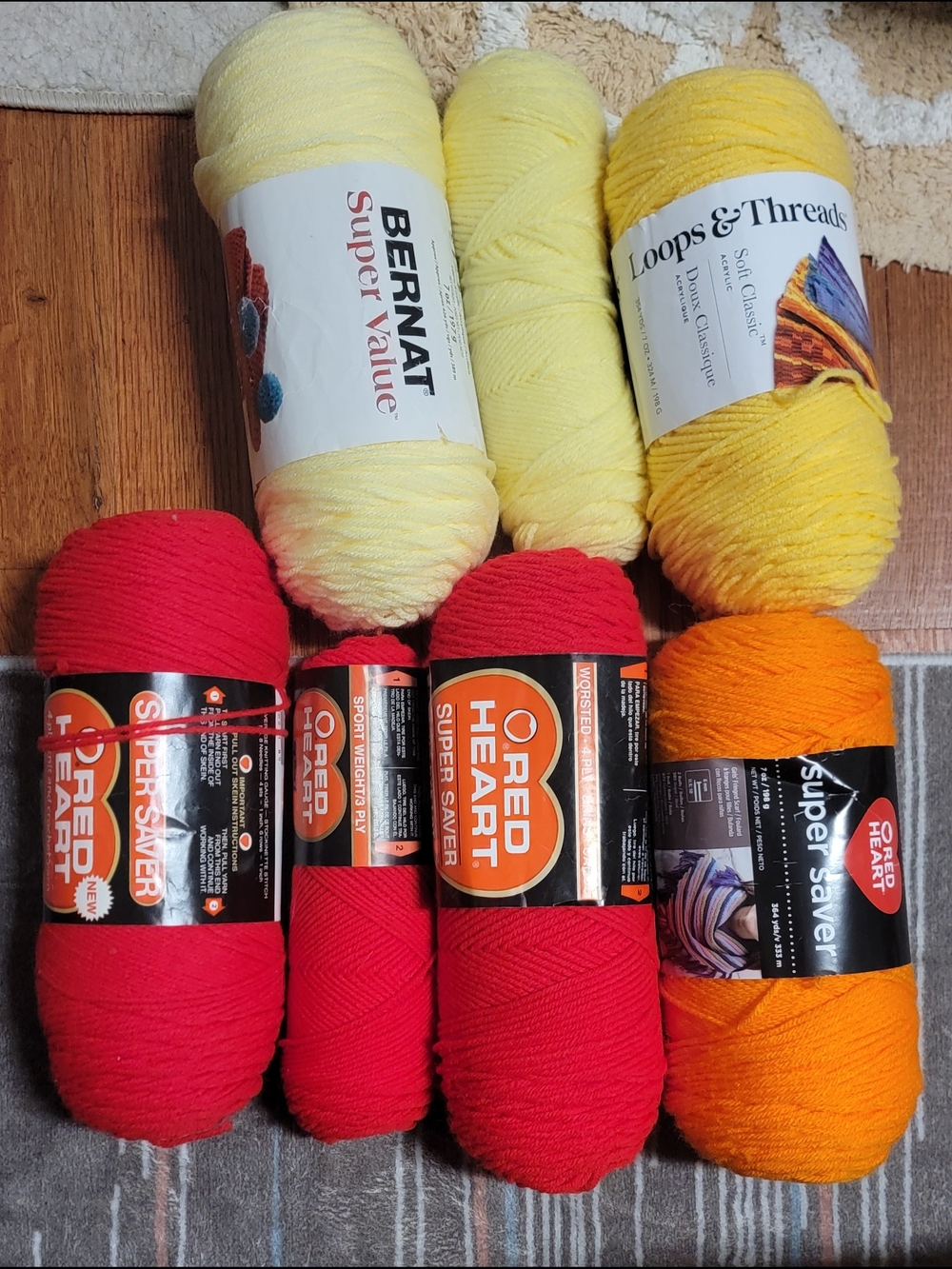 Bernat & Red Heart Yarn Bundle - Yellow, Red, Orange